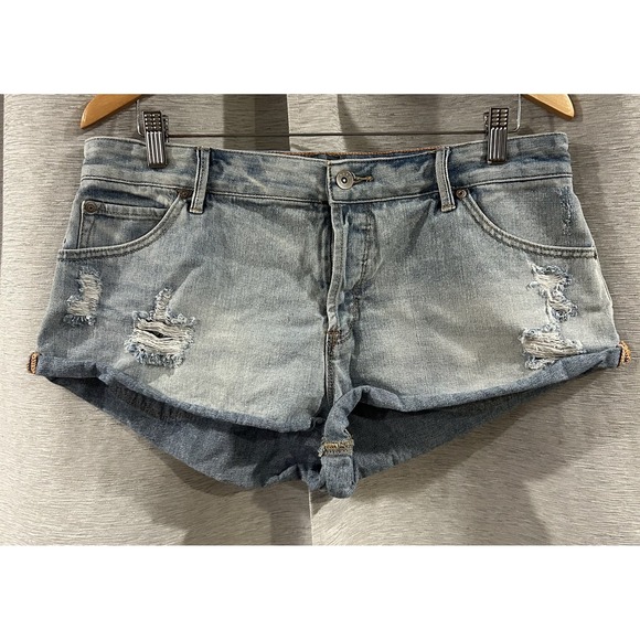 Roxy Women's 31 Light Wash Distressed Denim Shorts‎ Button Fly - Picture 1 of 7